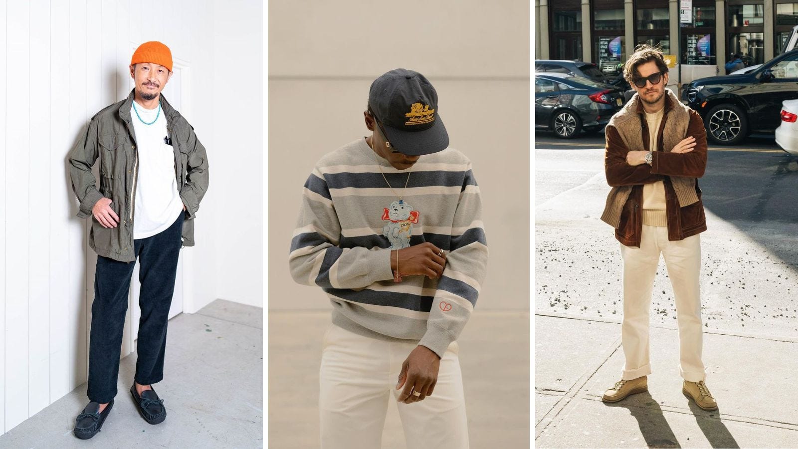 a trio of men's fall date outfits